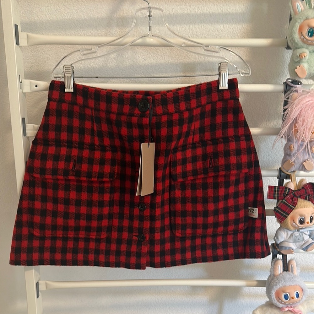 Plaid Red and Black Skirt
